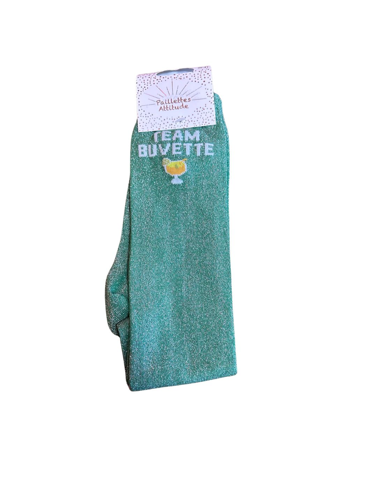 CHAUSSETTE PAILLETÉ ÉQUITATION 36-41 (vert, team buvette)